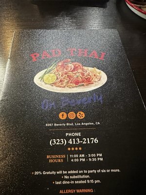 Menu photo 1 Pad Thai On Beverly Los Angeles, CA Menu photo 1 Pad Thai On Beverly Los Angeles, CA