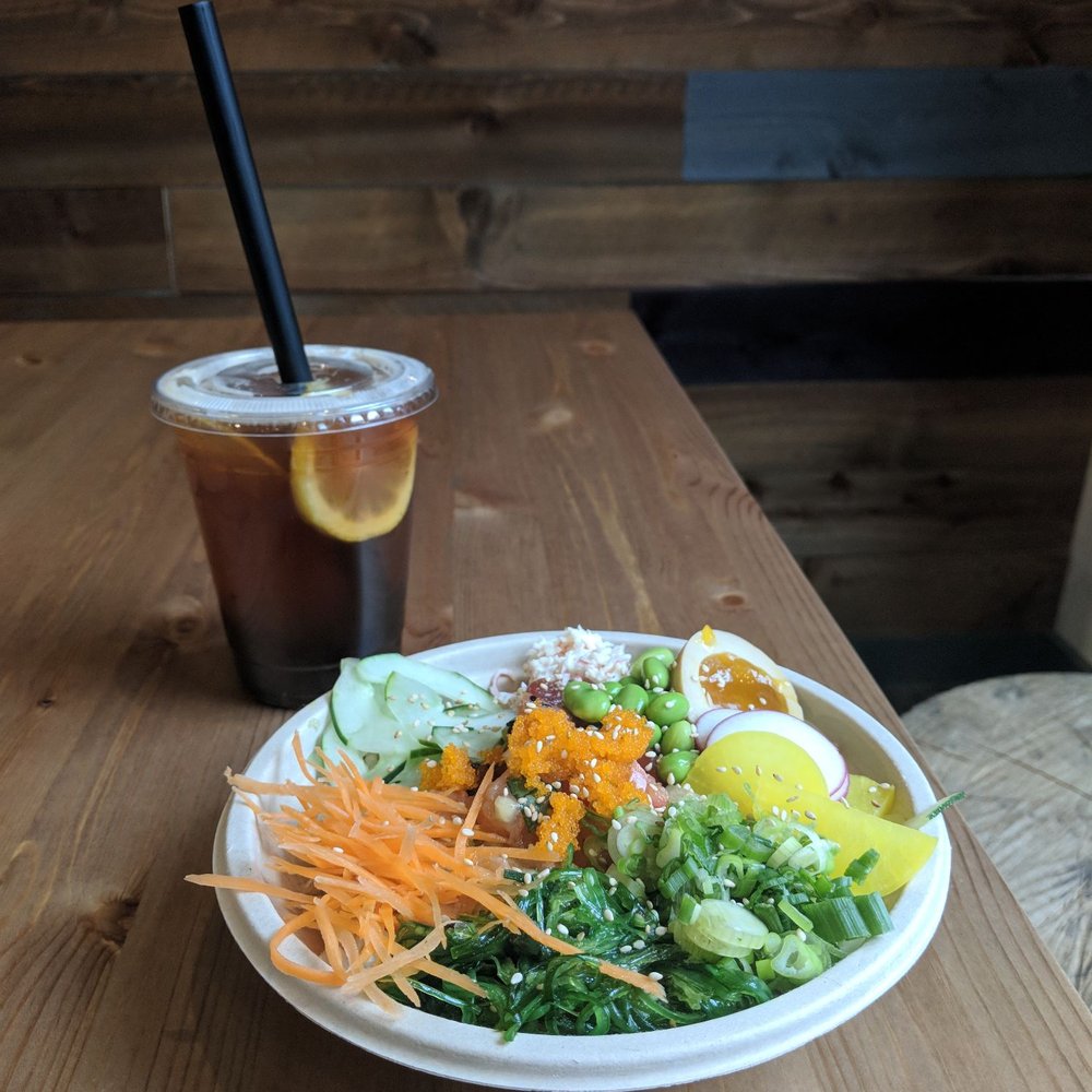 Poke Hut - Custom poke bowl with iced black honey lemon tea with boba - Poke Near Me - Cincinnati, Ohio Poke Hut - Custom poke bowl with iced black honey lemon tea with boba - Poke Near Me - Cincinnati, Ohio