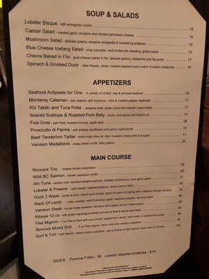 Menu photo 7 The Rimrock Cafe Whistler, BC
