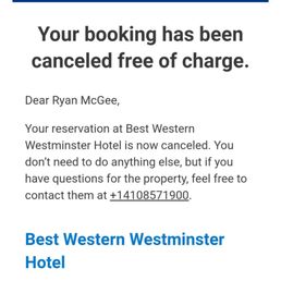 Proof that my booking was canceled free of charge.