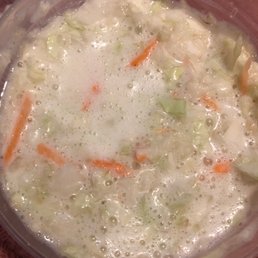 Mayonnaise Soup. The weird bubbles came with it. Enjoy your meal!