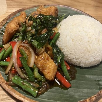 Moom Muum - Basil Fried Catfish - Thai Near Me - Dallas, Texas Moom Muum - Basil Fried Catfish - Thai Near Me - Dallas, Texas