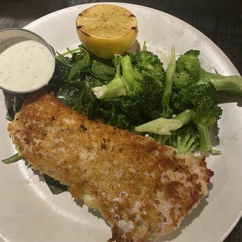 Not Your Average Joe's - Reston - Herb - Crusted Haddock w/ spinach instead of mashed potatoes - New American Near Me - Reston, Virginia Not Your Average Joe's - Reston - Herb - Crusted Haddock w/ spinach instead of mashed potatoes - New American Near Me - Reston, Virginia
