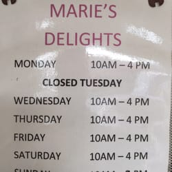 Marie's Delights - Hours