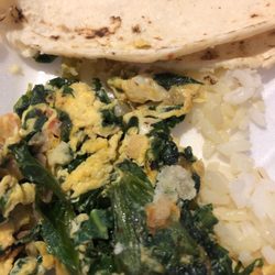 Letty's - Huevos con Chaya (cassava leaves, kinda like spinach) 4/5