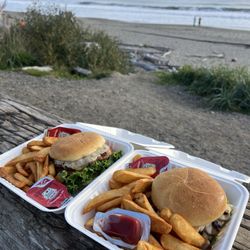 The Salty Heifers Burger Shack - Swiss miss and deluxe burger