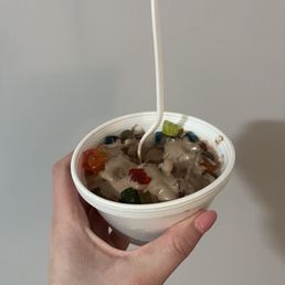 Chocolate ice cream with gummy bears