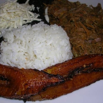 Arepas Cafe - Pabellon Criollo: shredded spiced beef, rice and beans, and sweet plantains ($11) - Venezuelan Near Me - Astoria, New York