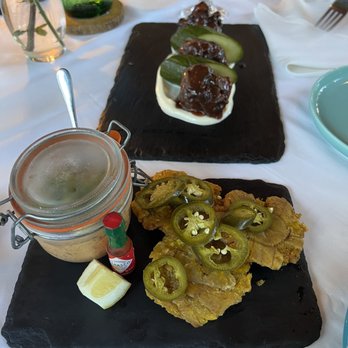 Full Bloom Vegan - Appetizers- tostones with fish dip and bbq wings - Vegan Near Me - Miami Beach, Florida