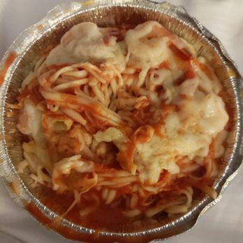 Kings Pasta & Subs - Equally nasty spaghetti with shrimp - Salad Near Me
