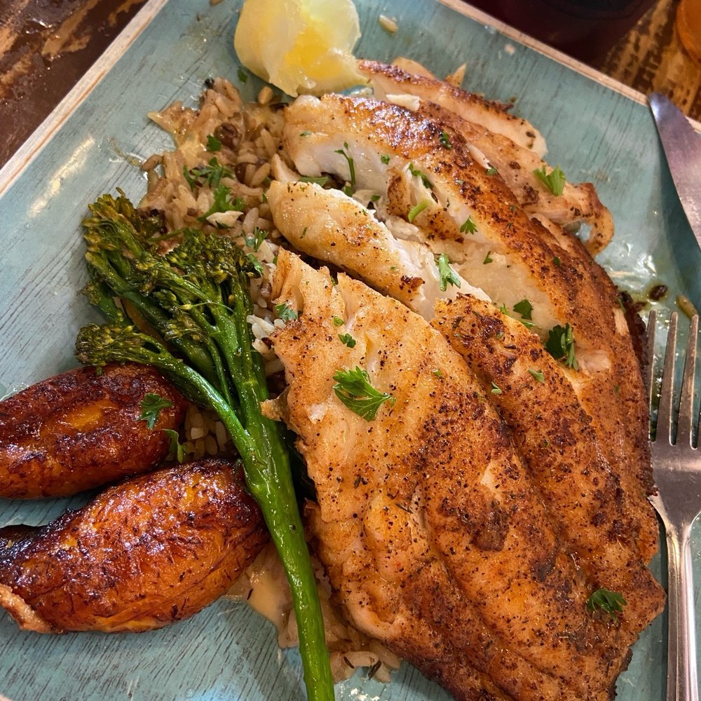 Salt Shack - Snapper, rice & peas, broccolini & sweet plantains - Seafood Near Me - Clermont, Florida Salt Shack - Snapper, rice & peas, broccolini & sweet plantains - Seafood Near Me - Clermont, Florida