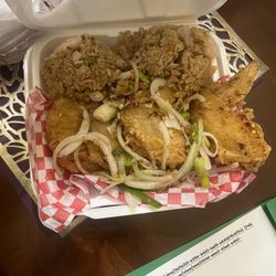 Will-T's Seafood - 5 piece snp wing with fried rice add shrimp