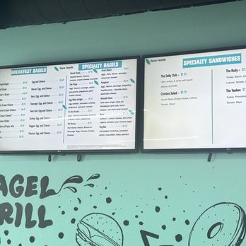 Salty Bagel and Grill - menus on the wall - Breakfast & Brunch Near Me - Satellite Beach, Florida Salty Bagel and Grill - menus on the wall - Breakfast & Brunch Near Me - Satellite Beach, Florida