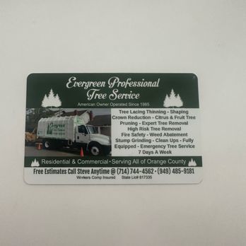 Evergreen Tree Service - Business Card - Tree Services Near Me - Orange, California Evergreen Tree Service - Business Card - Tree Services Near Me - Orange, California