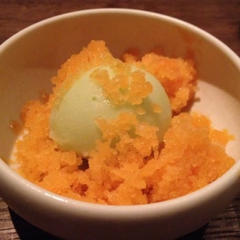 Benu - Shiso sorbet with peach - Asian Fusion Near Me - San Francisco, California