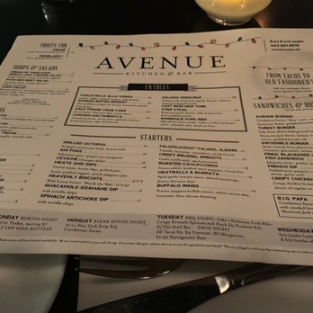 Avenue Kitchen & Bar - Menu - New American Near Me - Baltimore, Maryland