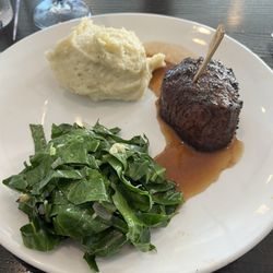 Cutler's Restaurant - 7 oz Filet Mignon with garlic mashed and collard greens