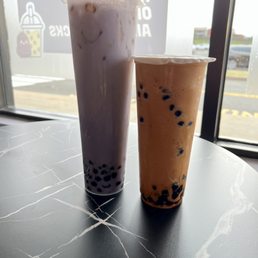 Taro Latte with Boba and Thai Tea Latte with Boba Taro Latte with Boba and Thai Tea Latte with Boba