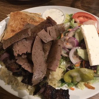 Olympic Cafe - Super Combo with gyro, kebob and spakinova (idk spelling) - Mediterranean Near Me - San Diego, California Olympic Cafe - Super Combo with gyro, kebob and spakinova (idk spelling) - Mediterranean Near Me - San Diego, California