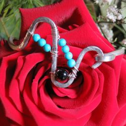 Millstone Jewelers - Handmade Sterling silver, turquoise, and black onyx bracelet.