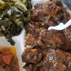 A Golden Taste Of Jamaican Foods And Treats - Oxtail and greens