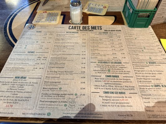 Menu photo 1 Taverne Les Brasseurs SA Geneva, GE Menu photo 1 Taverne Les Brasseurs SA Geneva, GE