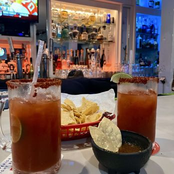 Agave Grill & Tequila - Bloody Mary and chips n salsa at the bar - Mexican Near Me - Bakersfield, California