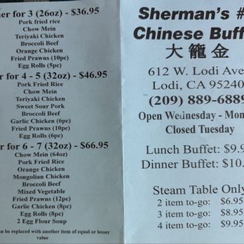 Sherman’s 6 Buffet - November 2025 - Buffets Near Me - Lodi, California
