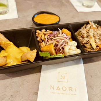 Naori - Lunch special: yuquitas a la huancaina, ceviche de pescado al ají amarillo, chaufa de vegetales - Japanese Near Me - Sunrise, Florida Naori - Lunch special: yuquitas a la huancaina, ceviche de pescado al ají amarillo, chaufa de vegetales - Japanese Near Me - Sunrise, Florida