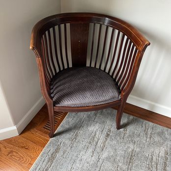 Fancher's Upholstery - Antique Barrel chair - Furniture Reupholstery Near Me - Saline, Michigan Fancher's Upholstery - Antique Barrel chair - Furniture Reupholstery Near Me - Saline, Michigan