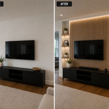 USA Handyman Pros - TV Accent Wall with Shelves and Lighting Installation - Handyman Near Me - Ocala, Florida USA Handyman Pros - TV Accent Wall with Shelves and Lighting Installation - Handyman Near Me - Ocala, Florida