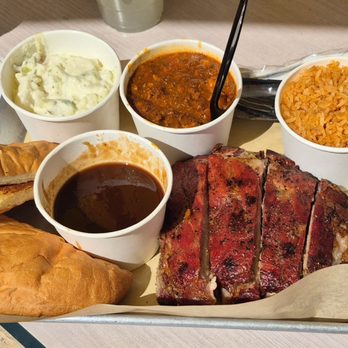 Rancho Nipomo Deli & BBQ - Pork ribs, BBQ sauce, potato salad, rice, chili, and wonderful garlic bread. - Barbeque Near Me - Nipomo, California Rancho Nipomo Deli & BBQ - Pork ribs, BBQ sauce, potato salad, rice, chili, and wonderful garlic bread. - Barbeque Near Me - Nipomo, California