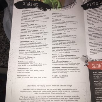 Pita Jungle - Menu - Mediterranean Near Me - Tempe, Arizona Pita Jungle - Menu - Mediterranean Near Me - Tempe, Arizona