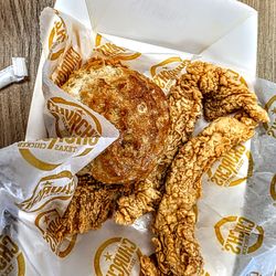 Church's Chicken - Chicken Tenders with a biskuit
