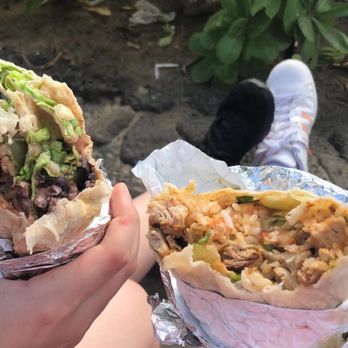 Oahu Mexican Grill - Roasted veggie burrito (left) and Grilled chicken burrito - Tex-Mex Near Me - Honolulu, Hawaii