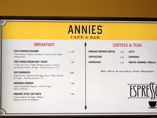 Menu photo 8 Annie's Cafe and Bar Austin, TX