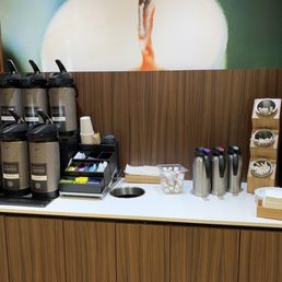 Coffee station.  Appreciated that they had a few coffee & milk/creamer offerings (milk, creamer, soy, non dairy milk cups)