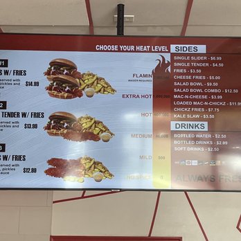 Flame-N-Chickz - Menu board April 2023 - Salad Near Me - Roseville, California