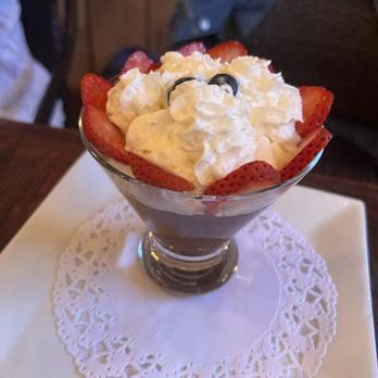Dockside Market & Grill - Chocolate Mousse with Strawberries and Whipped Cream - Seafood Near Me - Flemington, New Jersey Dockside Market & Grill - Chocolate Mousse with Strawberries and Whipped Cream - Seafood Near Me - Flemington, New Jersey