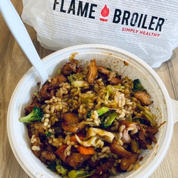 The Flame Broiler - Regular chicken veggie bowl with brown rice  $7.15 - Asian Fusion Near Me - Tulsa, Oklahoma