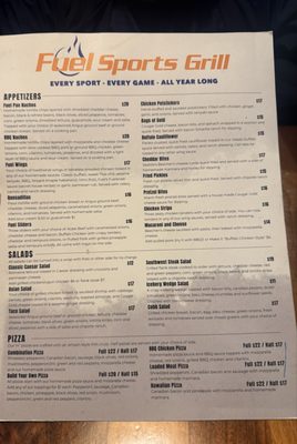 Menu photo 2 Fuel Sports Grill Seattle, WA Menu photo 2 Fuel Sports Grill Seattle, WA