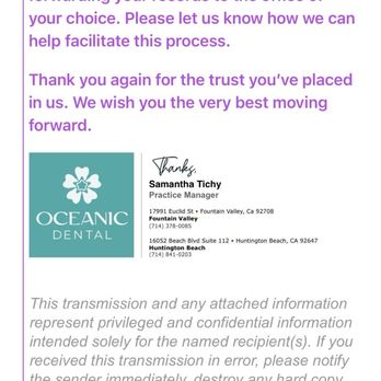 Oceanic Dental - Pt2 last reply from Samantha office manager - General Dentistry Near Me - Fountain Valley, California Oceanic Dental - Pt2 last reply from Samantha office manager - General Dentistry Near Me - Fountain Valley, California