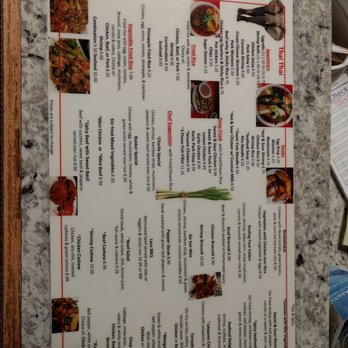 Thai Thai - In house menu as of July 2017. - Chinese Near Me - Amarillo, Texas