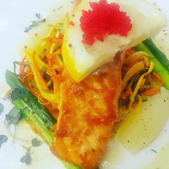 Chez Joel Bistro - More close up photos of my salmon prix fixe dinner - French Near Me - Chicago, Illinois
