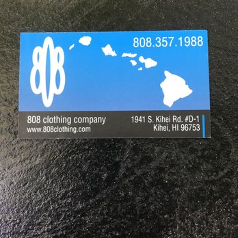 808 Clothing - Back of business card - Men's Clothing Near Me - Kihei, Hawaii