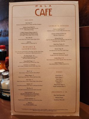 Menu photo 1 Pala Cafe Pala, CA Menu photo 1 Pala Cafe Pala, CA