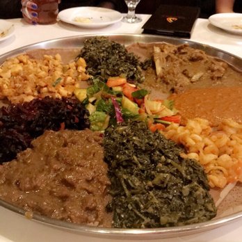 Demera - Beets, chicken, collard greens, one of the lamb dishes, beef alicha, shrimp, more collard greens - Ethiopian Near Me - Chicago, Illinois
