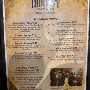 Crockett Tavern - Menu 5.25.2025 - American Near Me - San Antonio, Texas