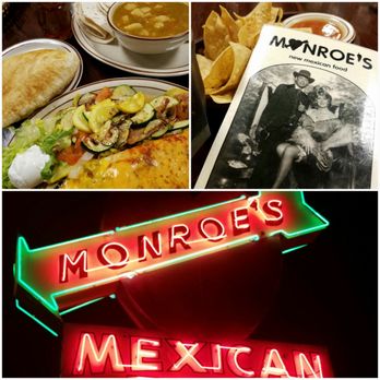 Monroe's Restaurant - Green Chile Stew and Vegetarian Chile Relleno Burrito; amazing!! - New Mexican Cuisine Near Me - Albuquerque, New Mexico