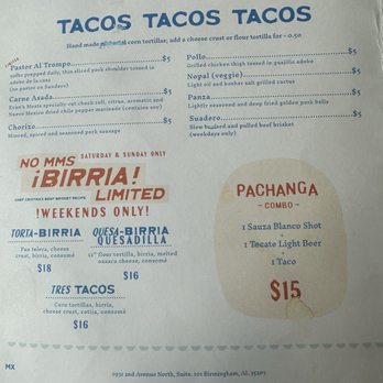 SALUD - Menu - Bars Near Me - Birmingham, Alabama